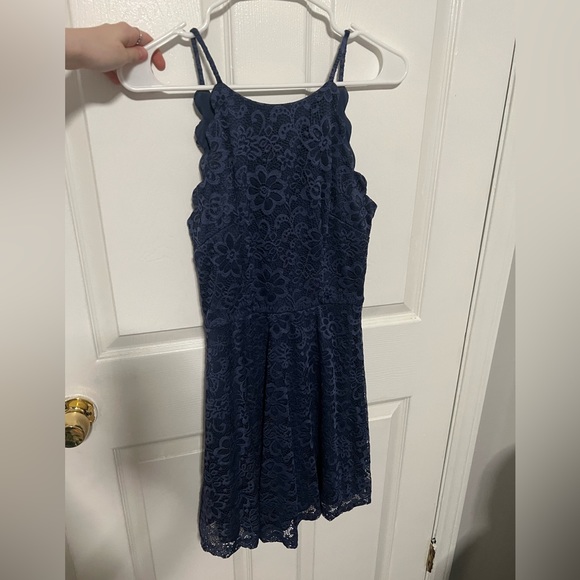 Macy's Dresses Navy Blue Scallop Dress Poshmark